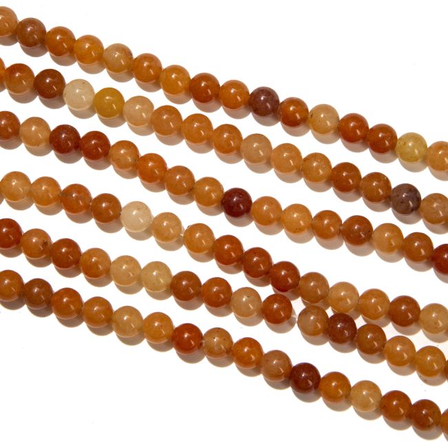 Perlas de Aventurina Naranja A de 6mm en hilo de 40cm