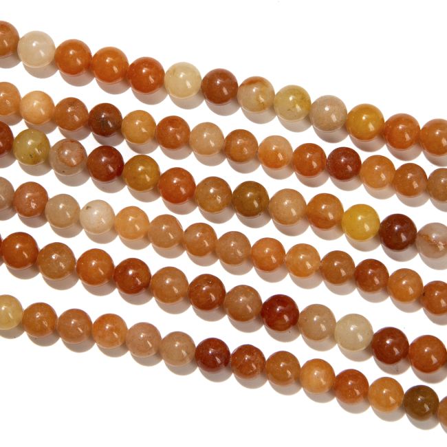Perlas de Aventurina Naranja A de 8mm en hilo de 40cm