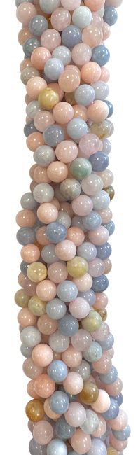 Perlas de Beryls Aguamarina & Morganita A de 6mm en hilo de 40cm
