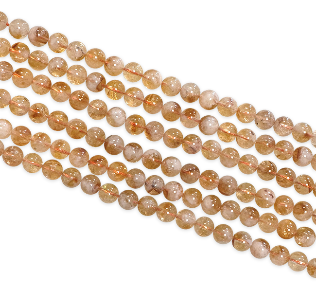 Perlas de Citrino A calentadas de 8-9 mm en un hilo de 40 cm