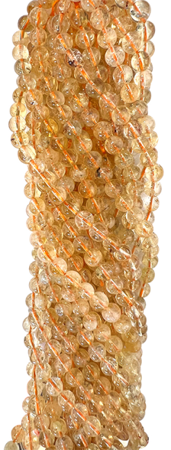 Perlas de Citrino Natural de 6mm en hilo de 40cm