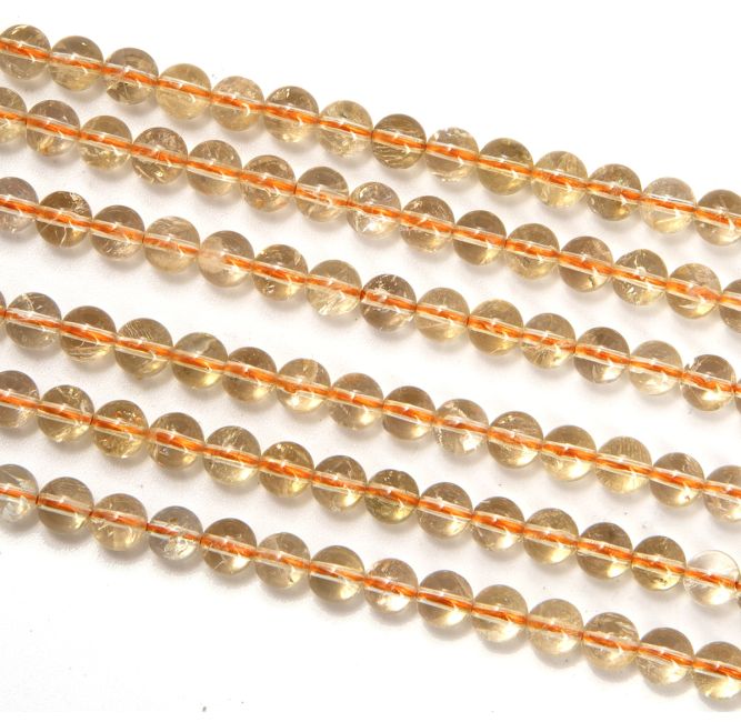 Perlas de Citrino Natural A de 6mm en hilo de 40cm