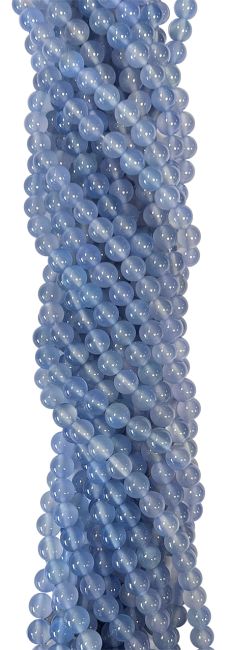 Perlas de  calcedonia azul A de 6mm en hilo de 40cm