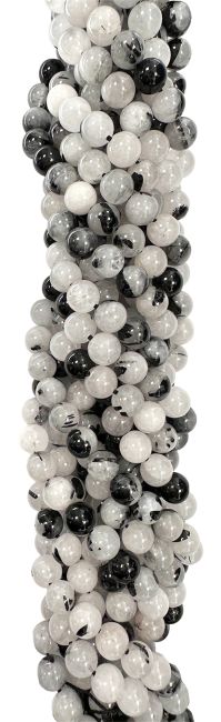 Perlas de Cristal de Roca Turmalina A de 6mm en hilo de 40cm