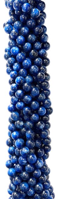 Abalorios AA de Cianita azul calentada de 6 mm en un hilo de 40 cm
