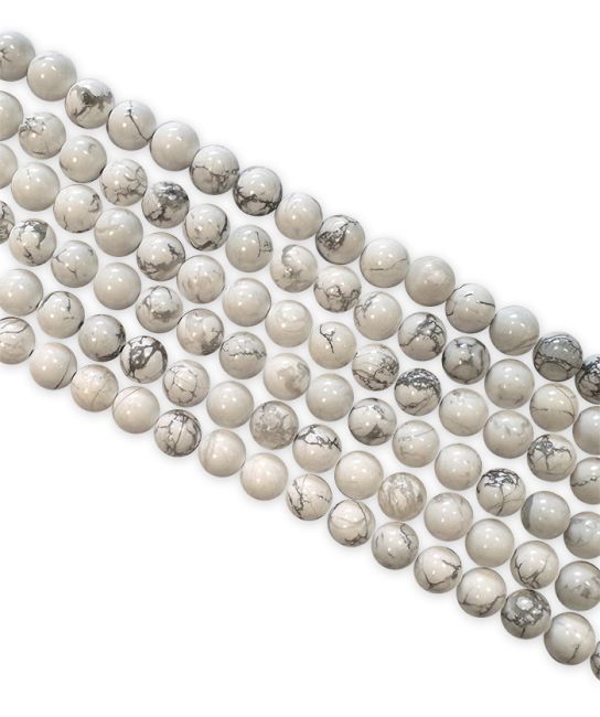 Perlas de Howlita A de 8mm en hilo de 40cm
