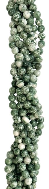 Perlas de jade verde A de 6mm en hilo de 40cm