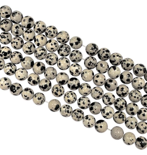 Perlas de  Jaspe Dalmata A de 8mm en hilo de 40cm