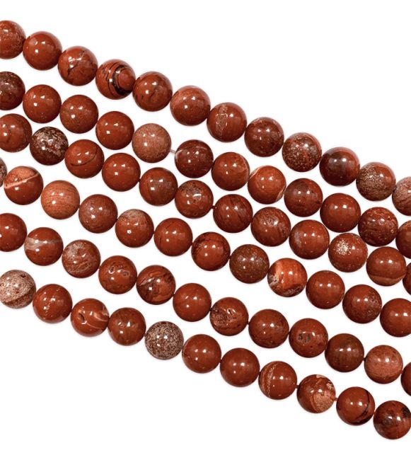 Perlas de jaspe rojo AB de 6mm en hilo de 40cm