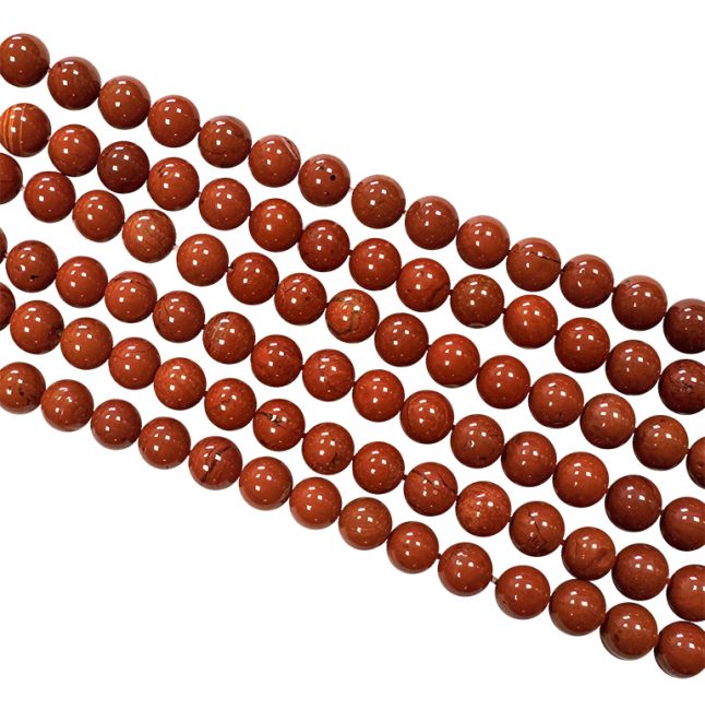Perlas de jaspe rojo A de 8mm en hilo de 40cm