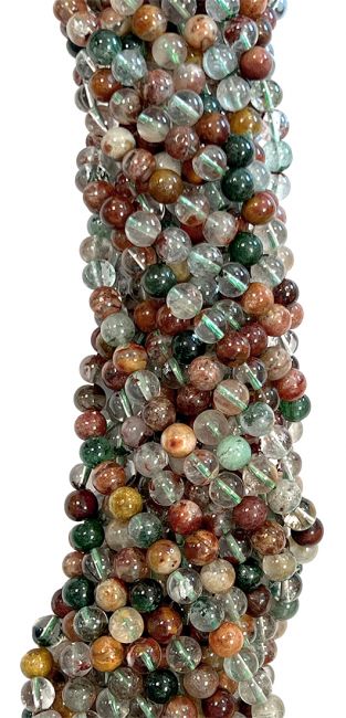 Perlas de Lodolite multicolor de A 6mm en hilo de 40cm