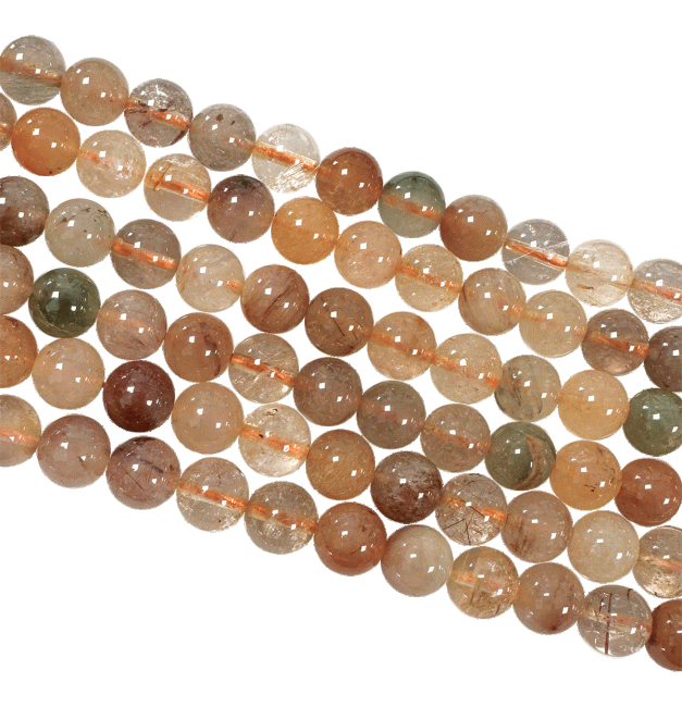 Cuentas de cristal de roca de rutilo multicolor de 8 mm en alambre de 40 cm