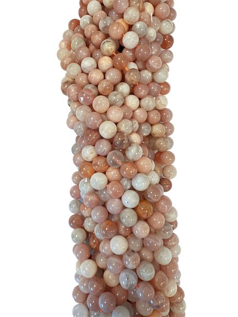 Perlas de piedra de luna Adularia multicolor de 6mm en hilo de 40cm