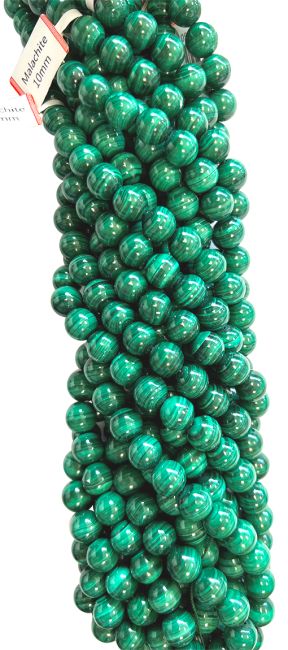 Perlas de malaquita AA de 10mm en hilo de 40cm
