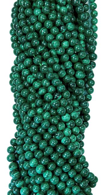 Perlas de malaquita AA de 6mm en hilo de 40cm