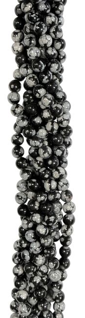 Perlas de Obsidiana copo de nieve de 6mm en hilo de 40cm