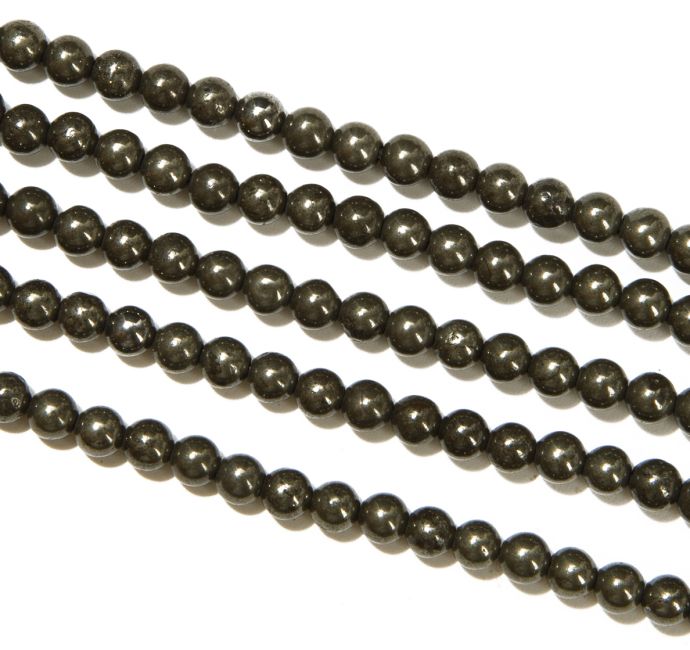Perlas de Pirita A de 4mm en hilo de 40cm