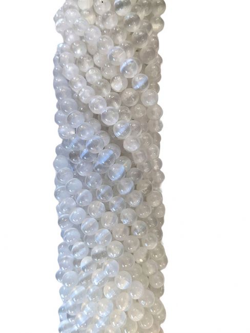 Perlas de Selenita Ojo de Gato AA de 8mm en hilo de 40cm