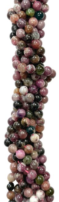 Perlas de Turmalina multicolor A de 8mm en hilo de 40cm