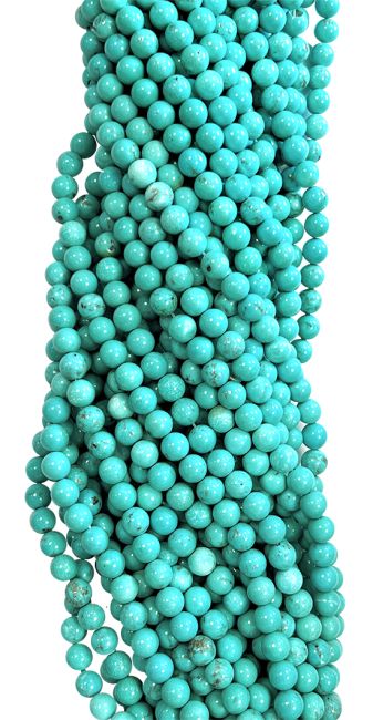 Perlas de Turquesa Howlite natural teñida A de 8mm en hilo de 40cm