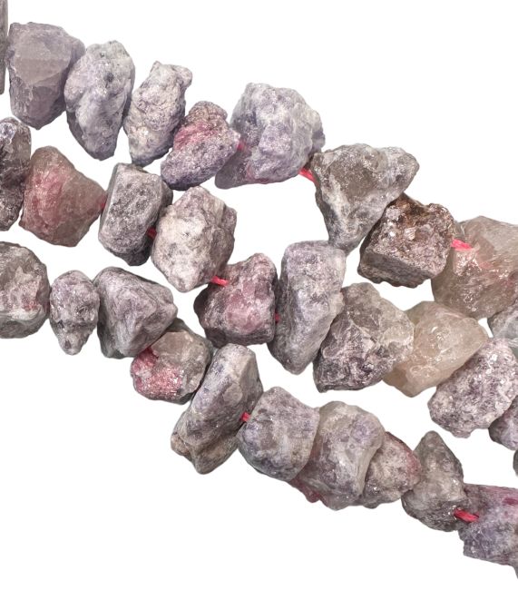 Turmalina rosa Piedras en bruto A 13-20 mm en un hilo de 40 cm