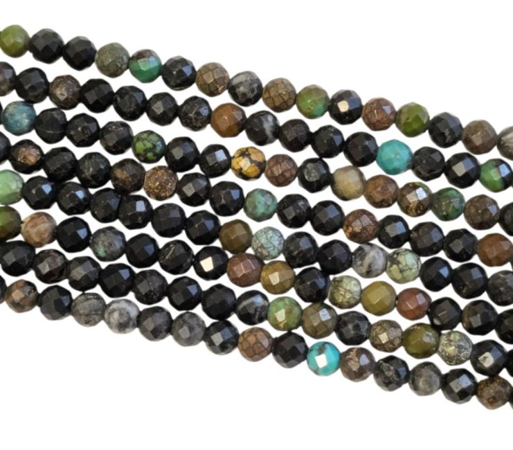 Turquesa facetada A cuentas de 3 mm en alambre de 40 cm