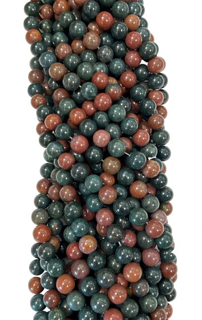 Perlas de Jaspe heliotropo Bloodstone de 10mm en hilo de 40cm