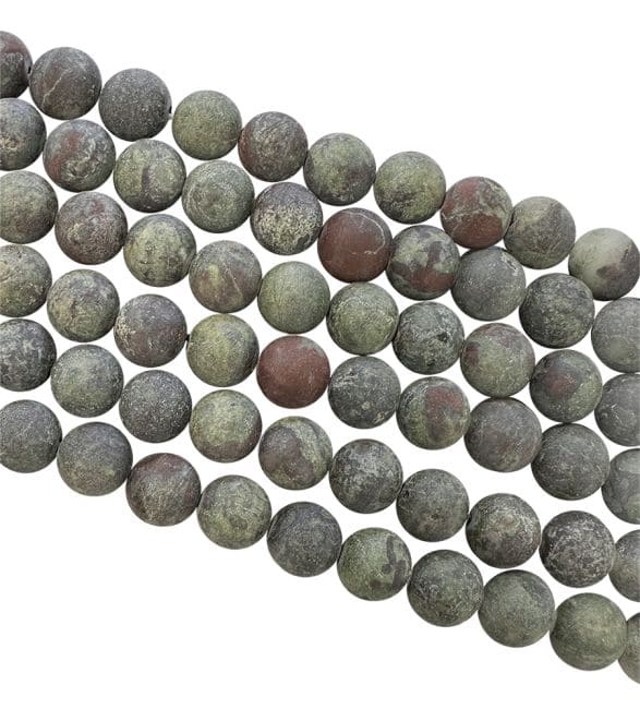 Dragon's Blood Jasper A perlas mate 6mm en un hilo de 40cm