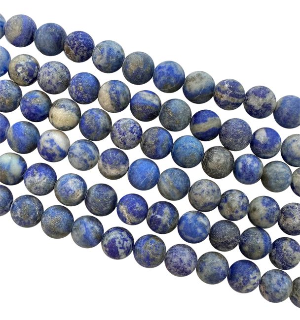 Cuentas de lapislázuli mate de 6 mm en un hilo de 40 cm