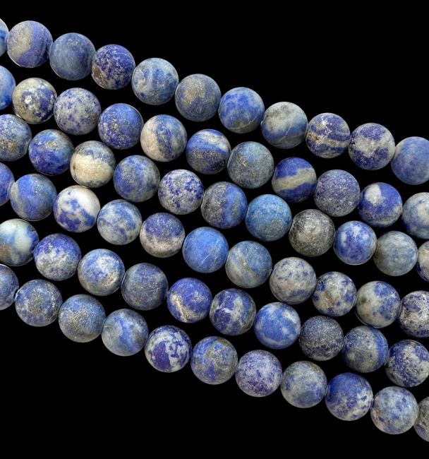 Cuentas de lapislázuli mate de 8 mm en un hilo de 40 cm