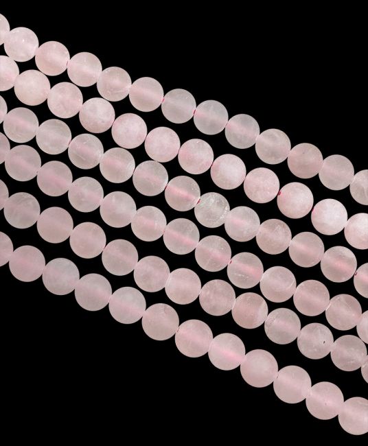 Cuarzo rosa A perlas mate 8mm en hilo de 40cm