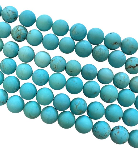 Turquénita Howlita natural teñida A perlas de 6mm mate en un hilo de 40cm