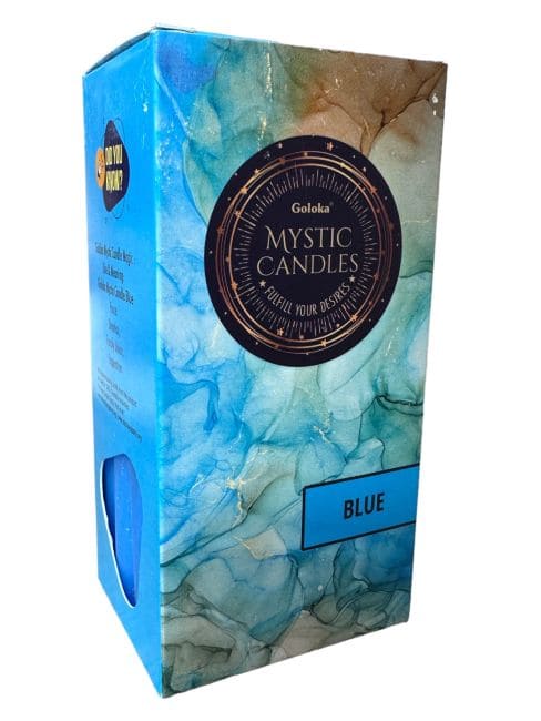 Velas Goloka Masa Teñida Azul Claro 13cm 20uds