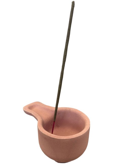 incienso en Quemador de terracota fucsia hecho a mano