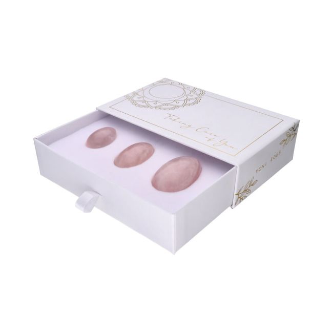 Paquete de huevos Yoni de cuarzo rosa