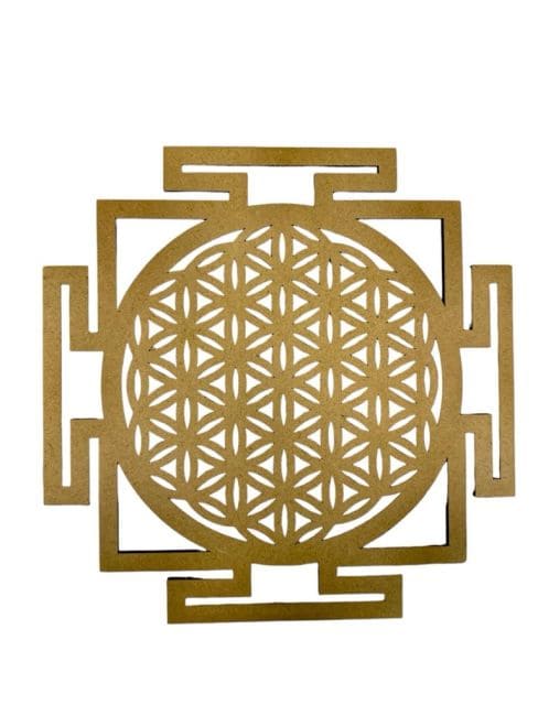 incienso en Placa de madera Flor de la vida Sri Yantra 15cm