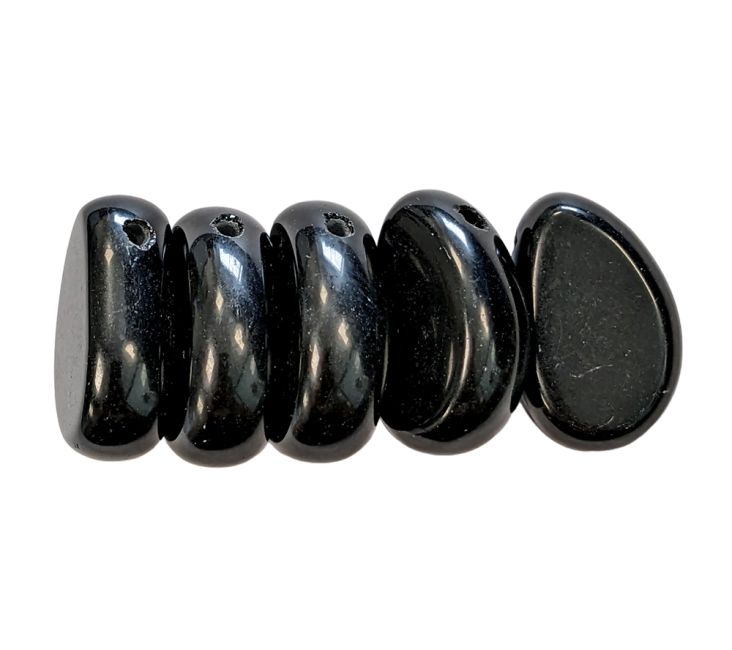 Colgante de piedra laminada perforada de obsidiana negra A, 20-30 mm x 5