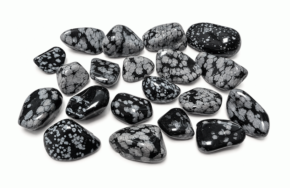 incienso en Obsidiana Copo de Nieve A Piedras Rodadas 2-3cm 250g