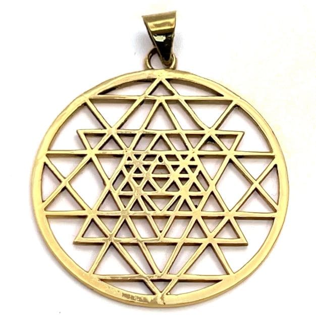 incienso en Colgante Mandala Sri Yantra Bronce 4cm