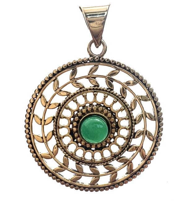 incienso en Colgante de bronce con piedras semipreciosas 3.5cm