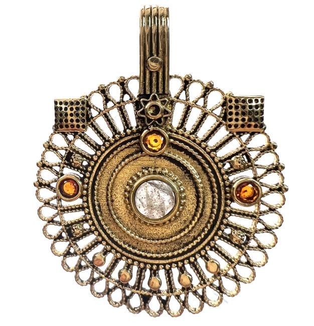 incienso en Colgante de bronce con piedras semipreciosas 4cm