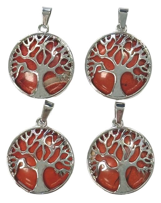 Colgante de metal Árbol de la vida Jaspe rojo 25mm x4