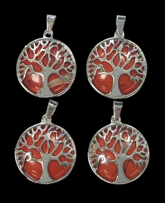 Colgante de metal Árbol de la vida Jaspe rojo 25mm x4