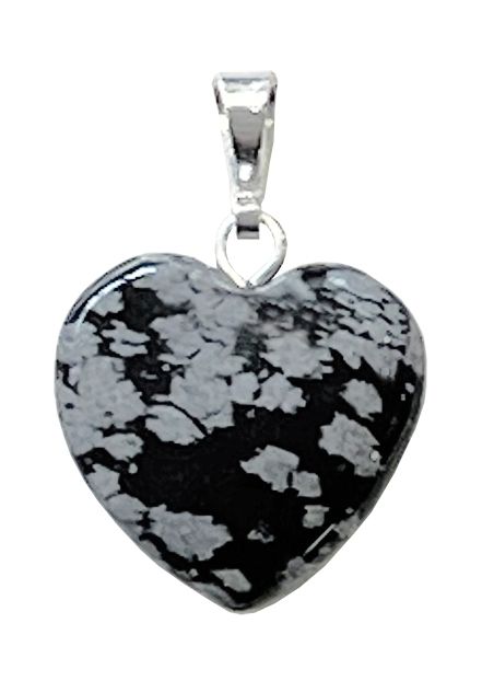 Colgante Corazón Obsidiana Copo de Nieve 15mm x10