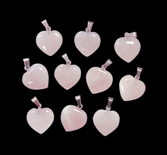 Colgante Corazón Cuarzo Rosa A 15mm x10