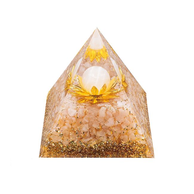 Pirámide de Orgonita Cuarzo Rosa Loto 8cm