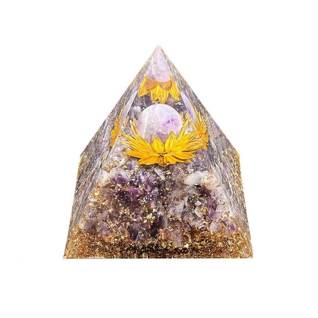 Pirámide de Orgonita Amatista Loto 8cm