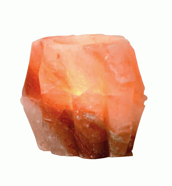 Candelabro de bambú con cristales de sal natural (0,5-0,7 kg)