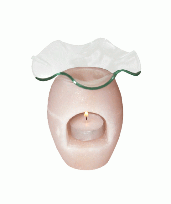 Quemador de incienso redondo de cristal de sal natural de 1 kg