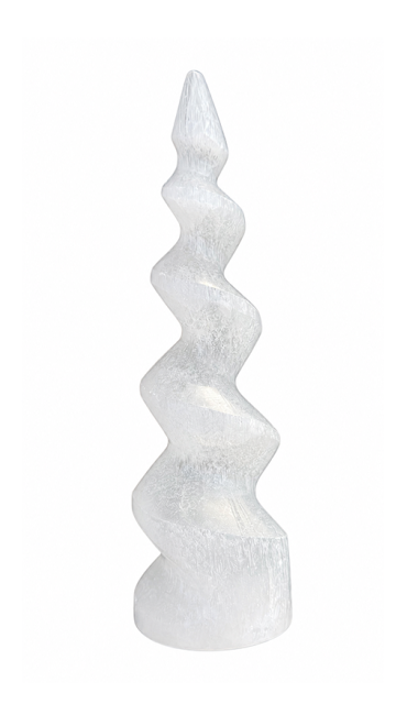 Torre Espiral de Selenita 14cm 200g